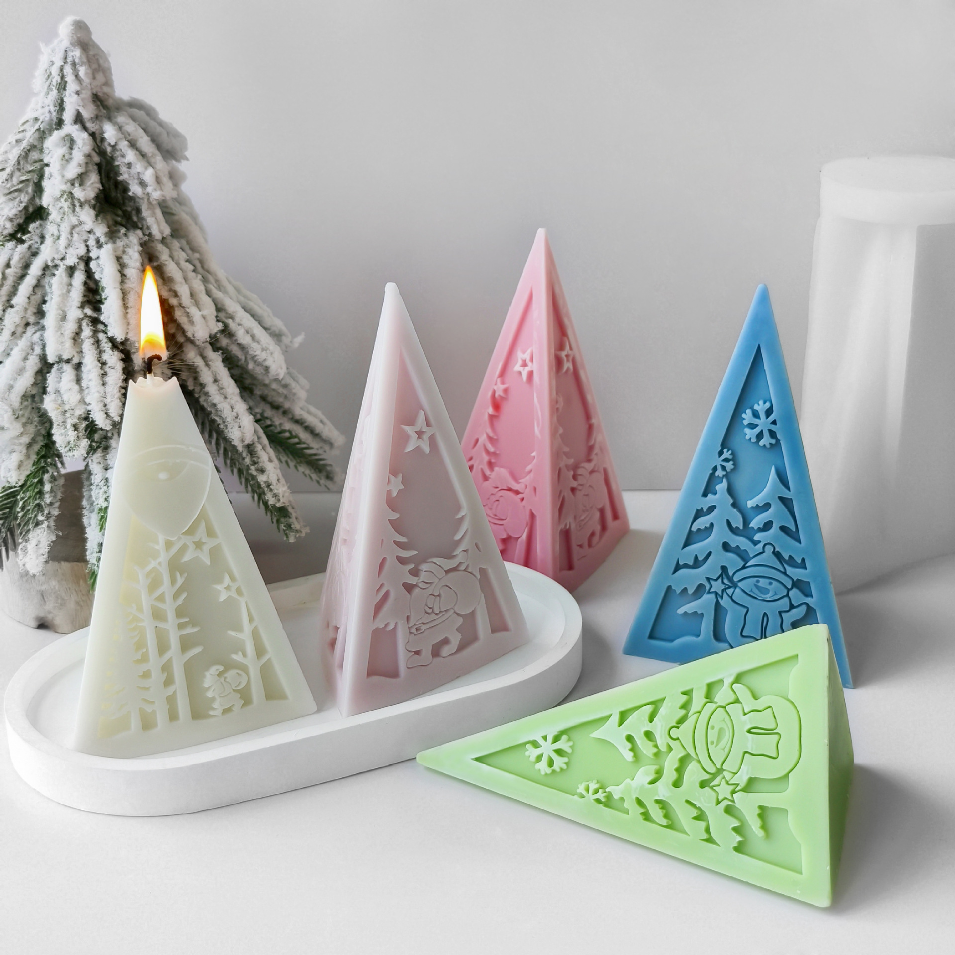 Jiahui nuevo árbol de Navidad molde de vela molde de decoración de yeso de Navidad molde de silicona