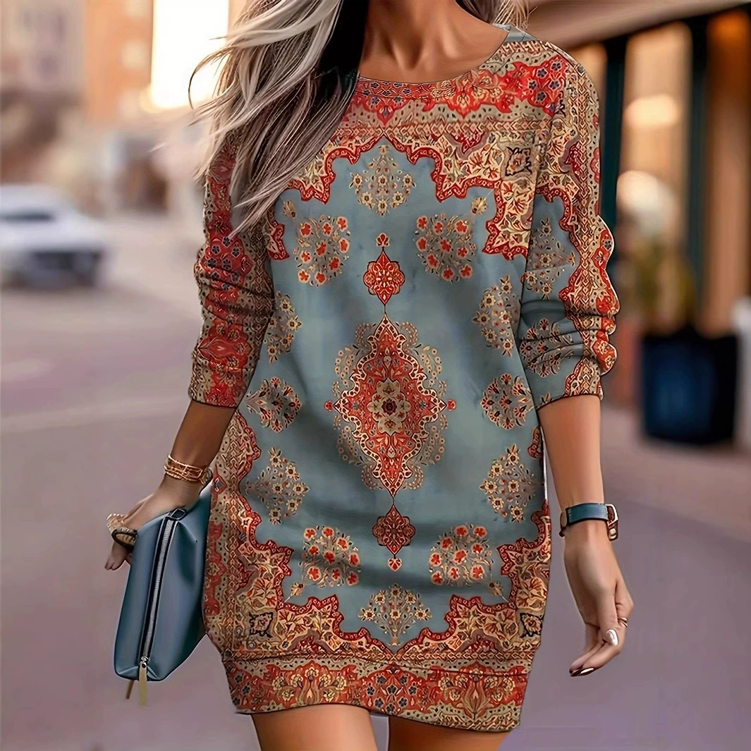 2024 новый стиль трансграничной внешней торговли независимое цифровое платье-рубашка с воротником с принтом