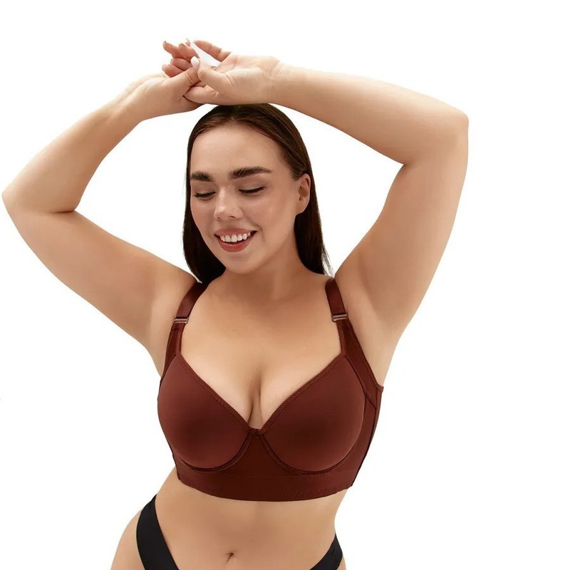 外国貿易の大きいサイズの光沢の顔の無痕の女性は集まって副乳を収めて鉄の輪のブラジャーの深いv下着があります。|undefined