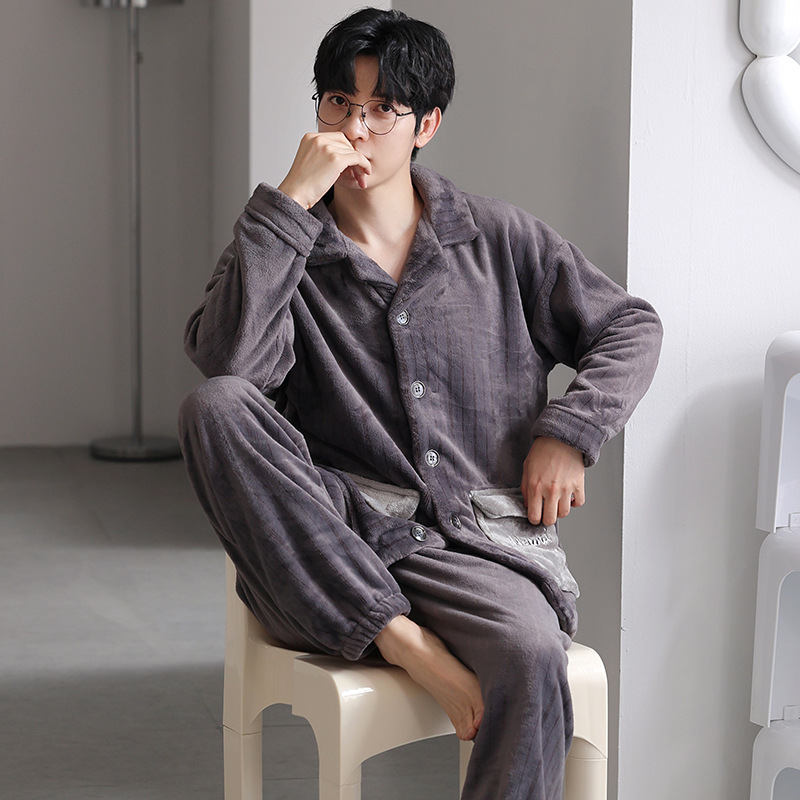 pajamas thickening Plush Long sleeve keep warm Coral Sea island Home Furnishings Autumn and winter Large Exorcism suit