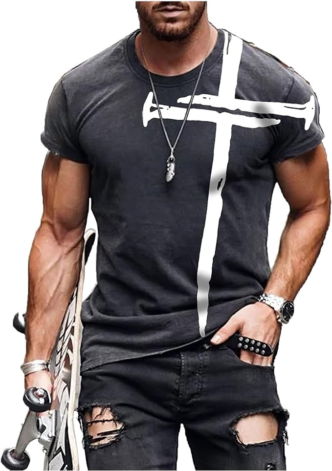126g Weight Short Sleeve Sleeve Length Regular Sleeve Sleeve Type Polyester Fabric Type Regular Top Length T-shirt Tops Type Casual Occasion Round Neck, Collarless Neckline Slim Fit Type Geometric Pattern Summer Season Men's Gender Printing Design Simple Style Style Men's Geometric Simple Style Round Neck Collarless Short Sleeve Slim Men's T-shirt