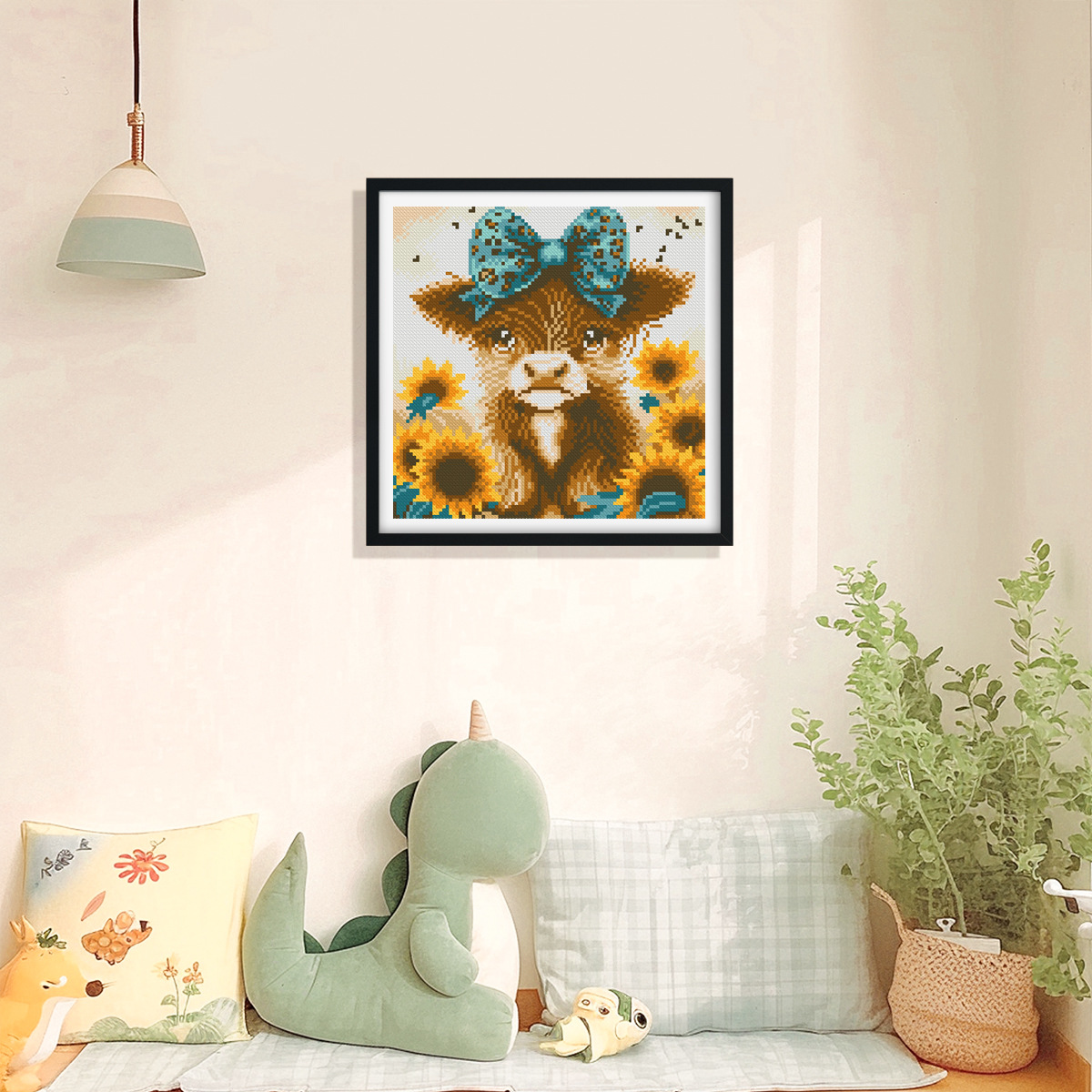 estilo nórdico mona lisa real bordado cruzado nuevo ganado de tierras altas lindos animales y plantas bordado cruzado pequeñas piezas image 2