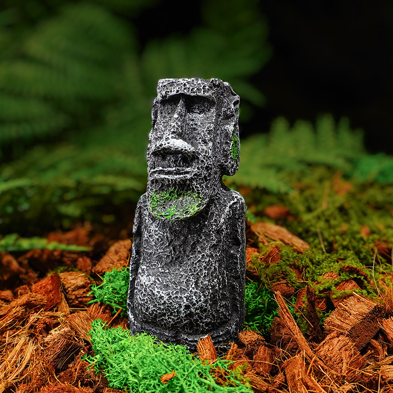 Paisajismo artesanía acuario paisajismo decoración estatua de piedra resina antiguo retrato romano crawler decoración Isla de Pascua