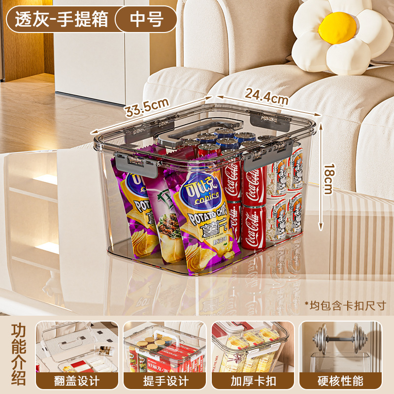 透明手提收纳箱家用零食书本玩具化妆品亚克力储物箱大容量整理箱|undefined