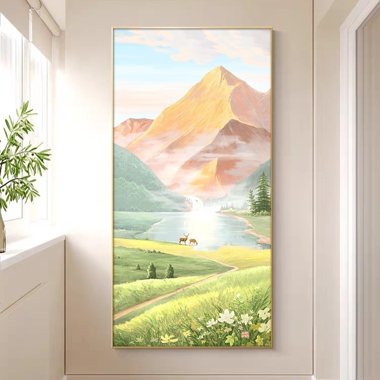 日照金山玄関装飾絵画風景画壁画大芬油絵村廊下通路吊り絵画|undefined