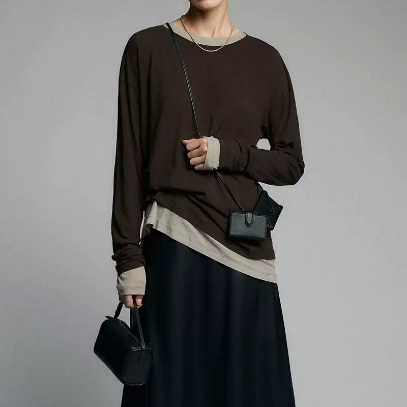 现货开KEI日强捻苣轻薄微透堆袖时髦多色叠穿长袖T恤女2025夏季新