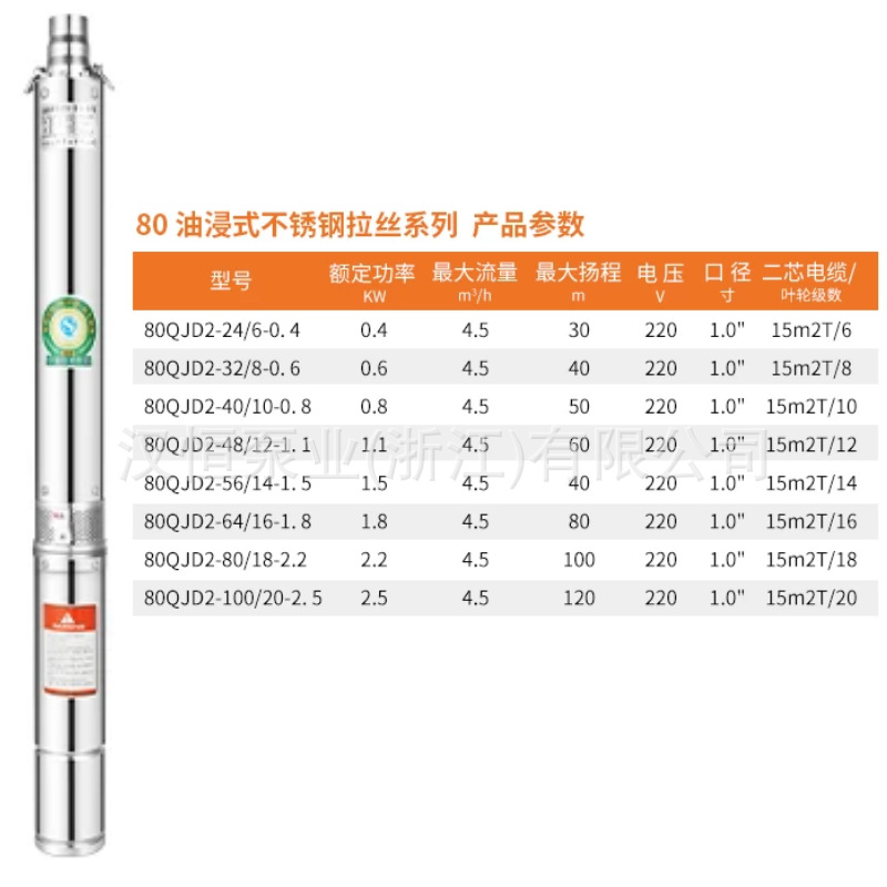 QJ bomba de pozo profundo de acero inoxidable resistente a la arena de gran altura de alto flujo de la bomba de agua limpia del hogar bien agrícola multi-etapa bomba sumergible