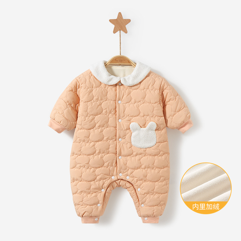 Mono de bebé Otoño e Invierno recién nacido cálido ropa engrosada forrada de lana para hombres y mujeres traje de mameluco ropa de invierno para bebés