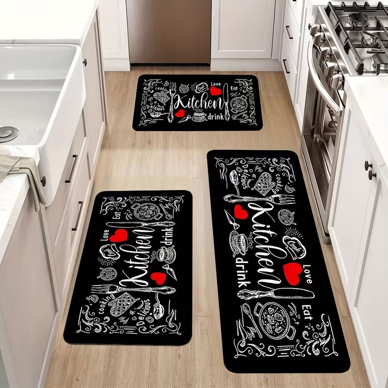 Cocina transfronteriza de tres piezas cojín de piso lavable barro de diatomas absorción de agua a prueba de aceite cojín de alfombra resbaladiza resistente a la suciedad cojín de pies