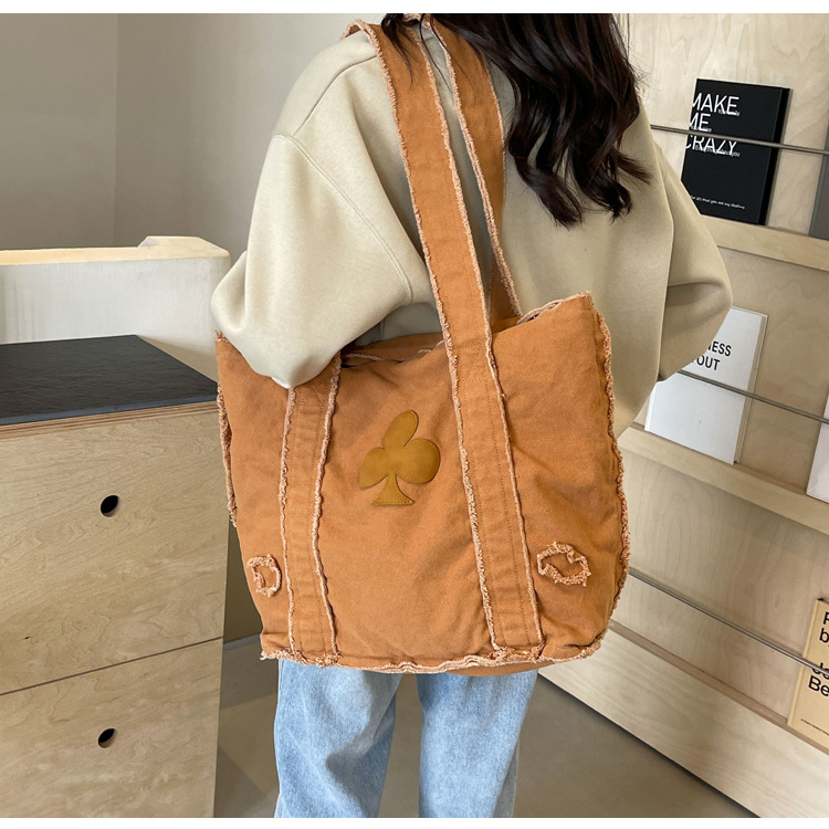 577g Weight Polyester Lining Material Sewing Thread Fashion Element Open Closure Type Double Handle Strap Type Tote Bag Bags Type Daily, Street, Shopping Occasion Canvas Material Solid Color Pattern All Seasons Season Women's Gender Streetwear Style Square Shape Large Size Women's Large Canvas Solid Color Streetwear Sewing Thread Square Open Tote Bag 4