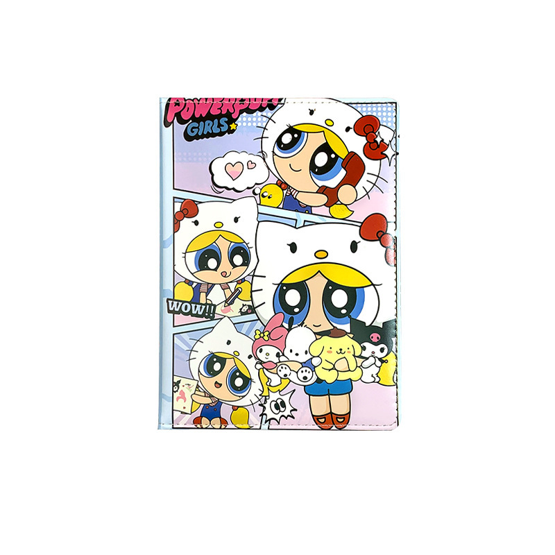 サンリオパワーパフガールズ A5 カラー ページ レザー ノートブック 学生用 高価値ノートブック 漫画メモ帳 厚みのあるバージョン|undefined