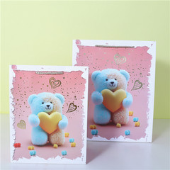 Valentine's Day Paper Gift Bag Panda Series Paper Bag Qixi White Card Handbag Pink Gold Foil Packaging Gift Bag