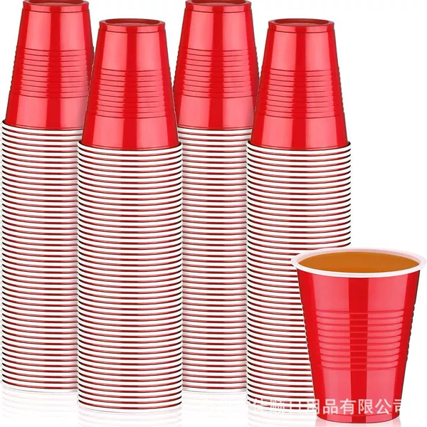 Factory wholesale disposable plastic cup 16oz double color cup threaded red table tennis cup beer cup party cup