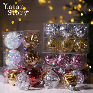 Cross-Border Hot-Selling Christmas Ball Decoration Pendant Creative Scene Layout Christmas Tree Hanging Ball 8cm Hanging Ball Ready for Sale