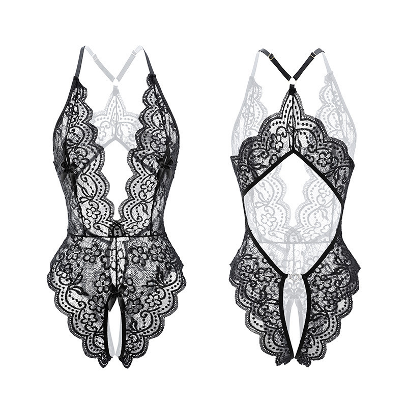 Feimu Deep V Exposed Lace See-Through Crotchless One-Piece Uniform 6693 Sexy Intimates Sexy Naked Back Exposed Buttocks 20/Pack
