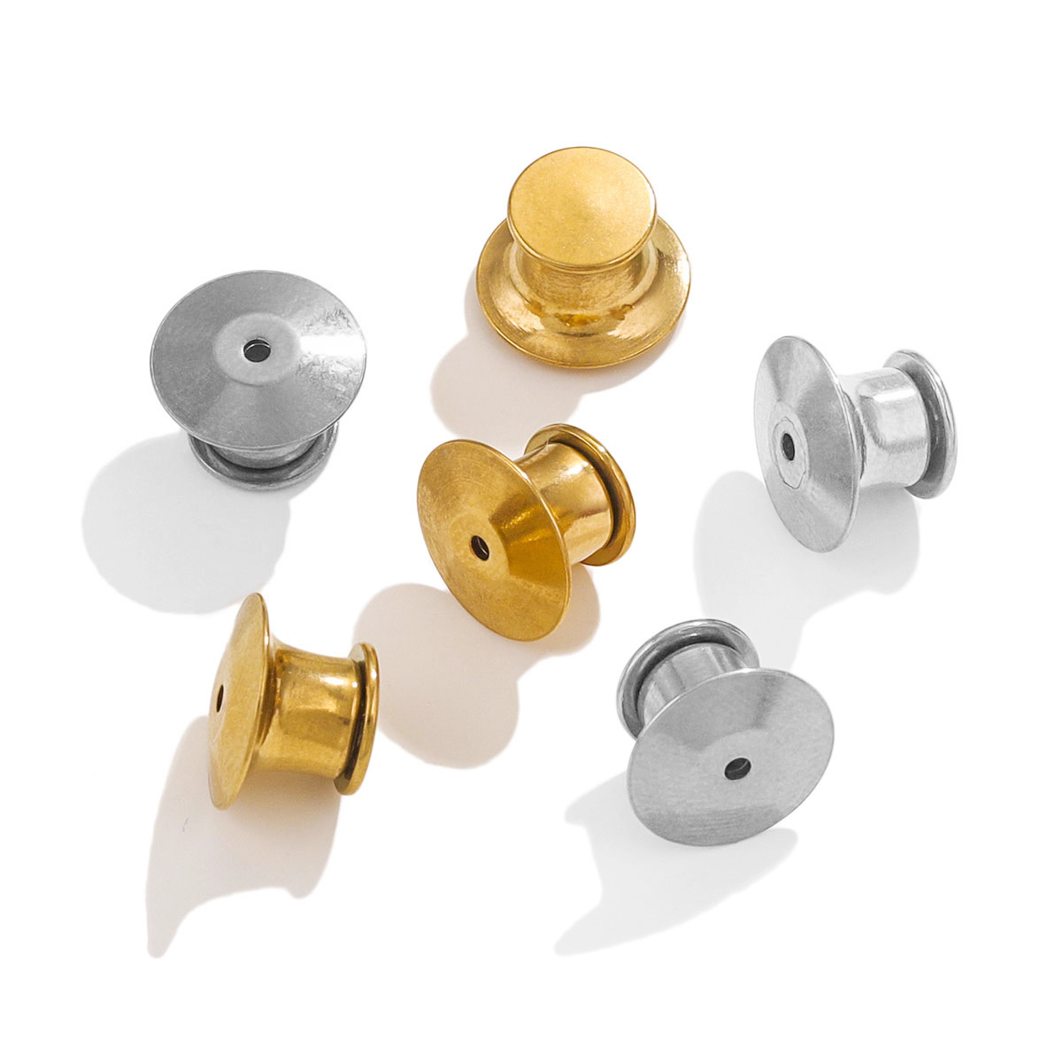 Capas de acero inoxidable de cabeza plana de alta calidad chapado al vacío color de oro accesorios insignia de cabeza redonda puño de capas DIY image 1