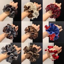 高级感秋冬复古格纹大肠发圈女韩系气质超大肥肠圈发绳慵懒风头花