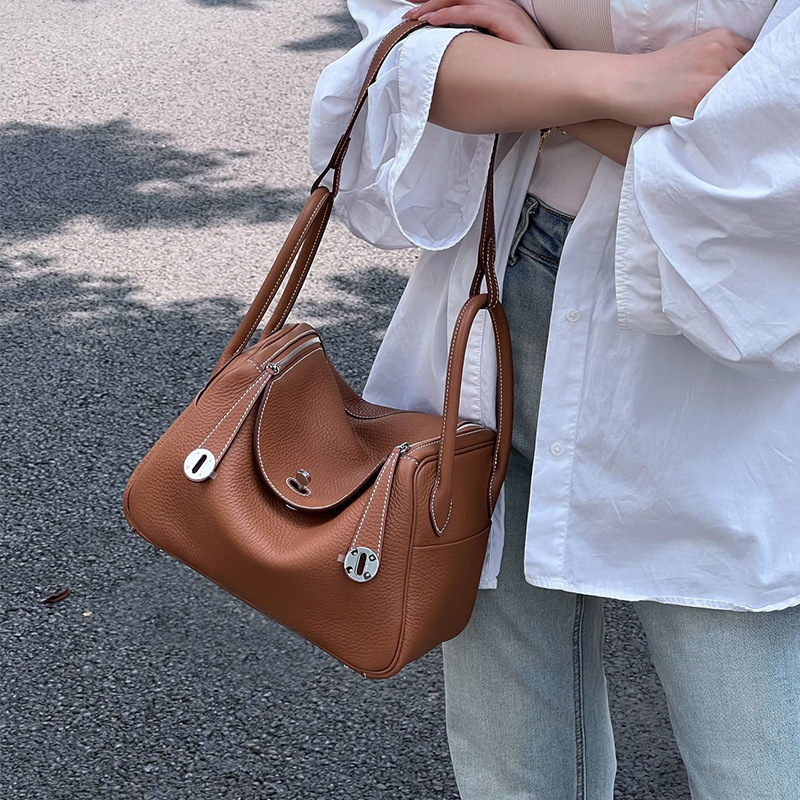 Genuine Leather First Layer Cowhide Lindy Lindy Bag Mini19/26Cm Doctor Bag Pillow Bag Satchel Shoulder Crossbody Bag