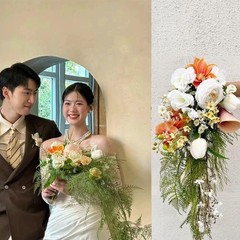 旅拍园林风婚纱摄影道具美学拍照婚礼瀑布水滴仿真新娘手捧花