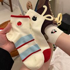 かわいい子犬カラーポイント中筒靴下女春夏ソックス