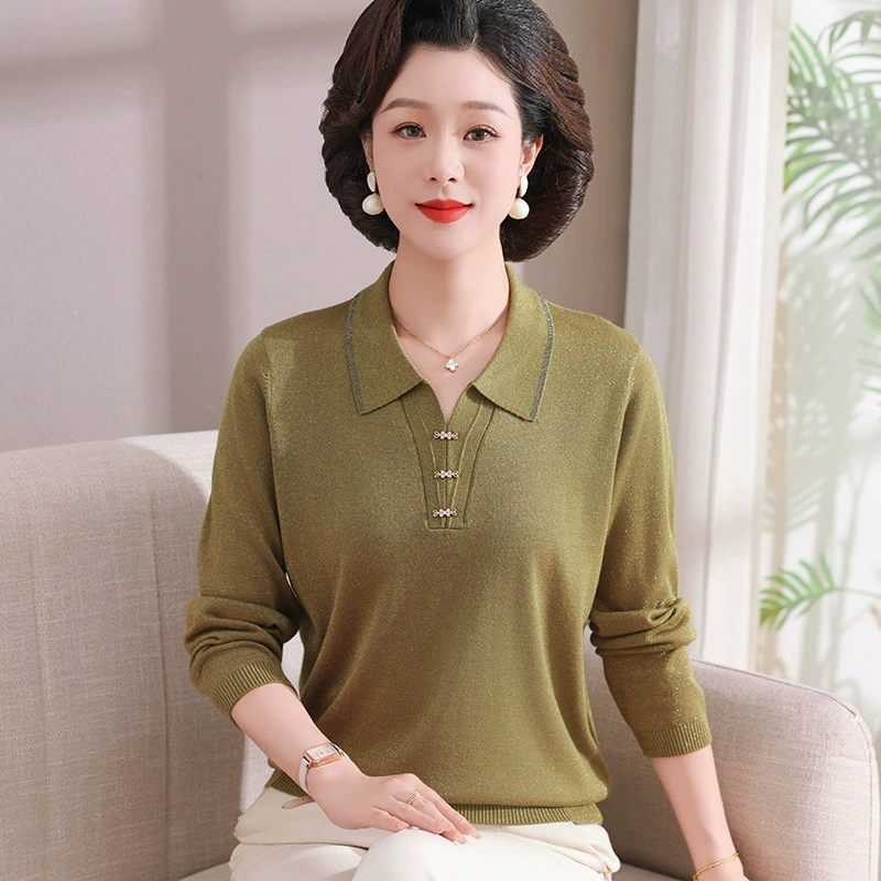 Футболка с длинными рукавами с отворотом для мамы