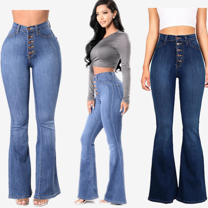 2020 Fashion elastic jeans women ladies...