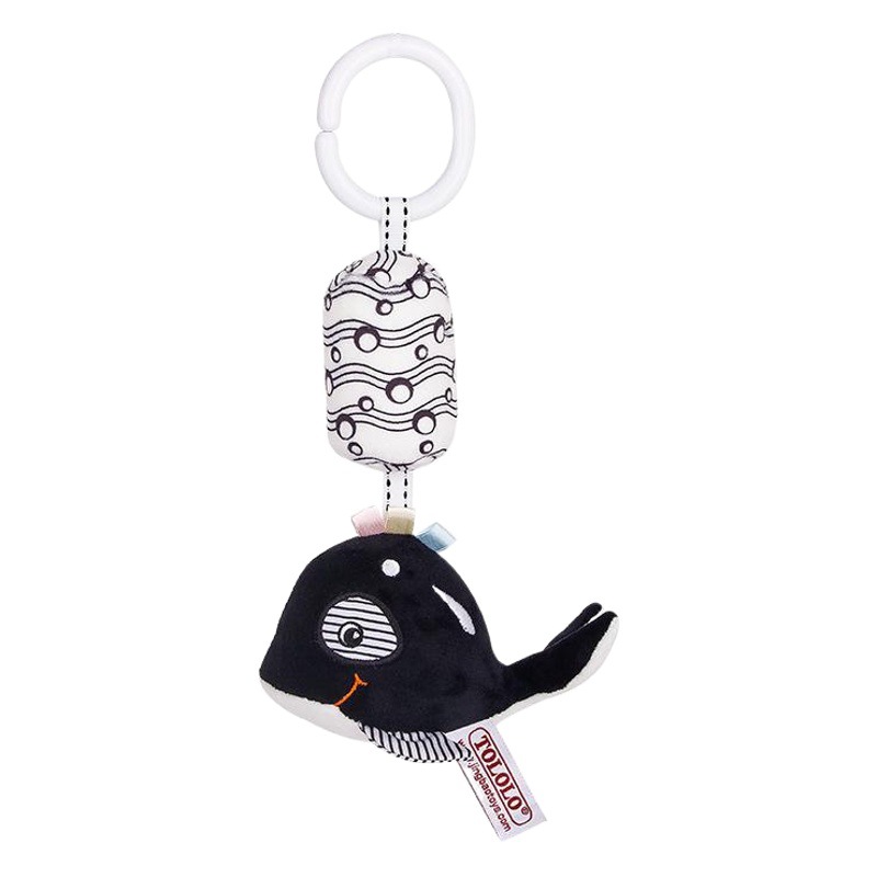 Juguete colgante para cuna Happymonkey, en blanco y negro, para recién nacidos, con campanas de viento, estimulación visual, juguete educativo temprano para bebés.
