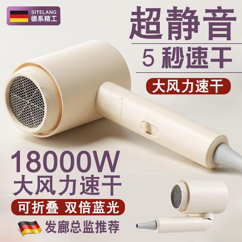 Foldable Household Hair Dryer with High Power, Silent, Quick-Drying, Negative Ion Hair Care, Hot and Cold Air Dryer, Hair Salon with Strong Wind