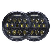 跨境专供7寸13珠牧马人大灯75W哈雷越野车射灯远近光led大灯车灯