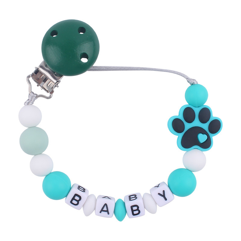 Nuevo bebé suministros de dibujos animados perro garra silicona mordedor creativo bebé DIY mordedura molar pezón cadena anti-caída