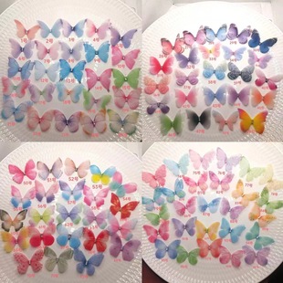 Hundreds of 5cm three-dimensional tulle butterfly diy headdress hair clip hair accessories clothing decoration butterfly decoration accessories