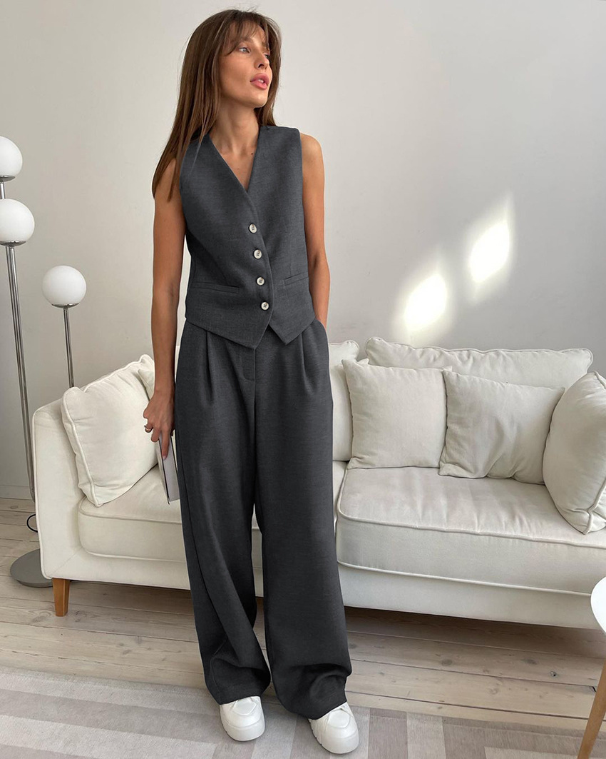 Pant Co-ord Set Sets Type Street Women's Casual Solid Color Polyester Pocket Pant Co-ord Set Pants Sets