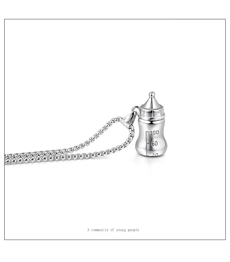 Süße kleine Milchflaschen-Halskette, personalisiertes Hip-Hop-Street-Crowd-Design, Kinderanhänger, trendig für Männer und Frauen_voghion.com