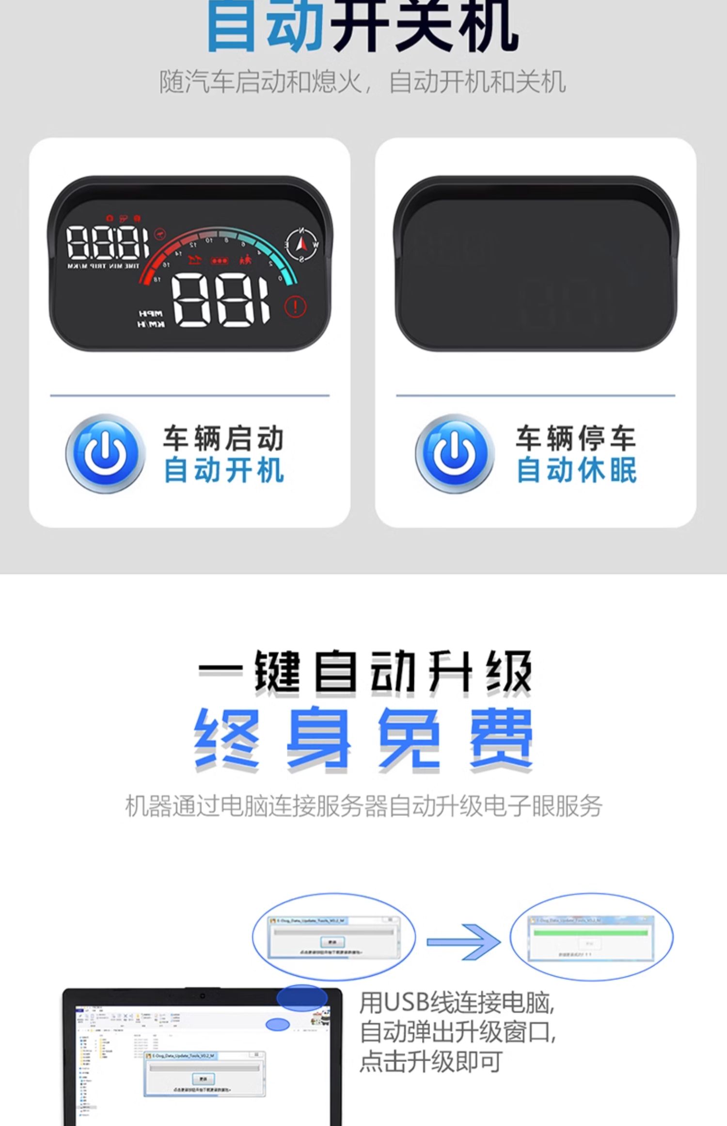 Car Head-up Display GPS Multi-function Car HUD Speed Voice Speed Measurement Digital Dog Cargo Van Universal
