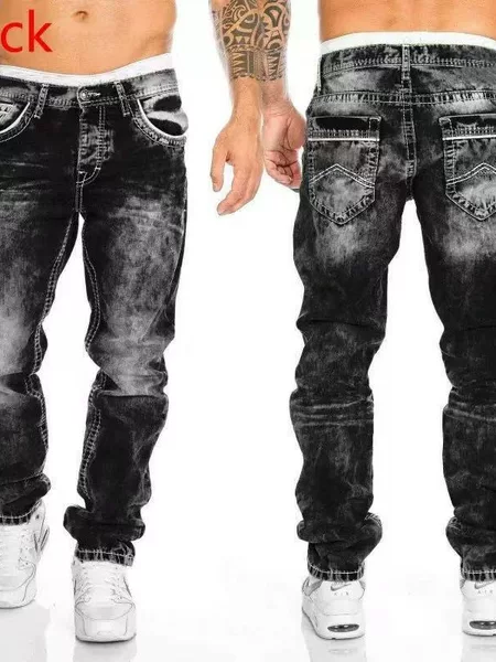 Cross-Border Exclusive Supply: Men's Straight-Leg Denim Jeans, Washed and Vintage-Style, Direct from the Manufacturer, In-Stock Items