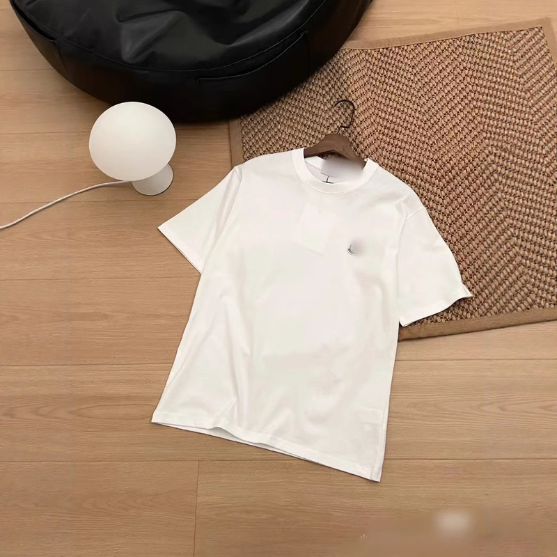 2025 外国貿易ラウンドネック純綿チューブ約男女同型刺繍多用途ルーズ半袖カジュアル Tシャツカップルトップ|undefined