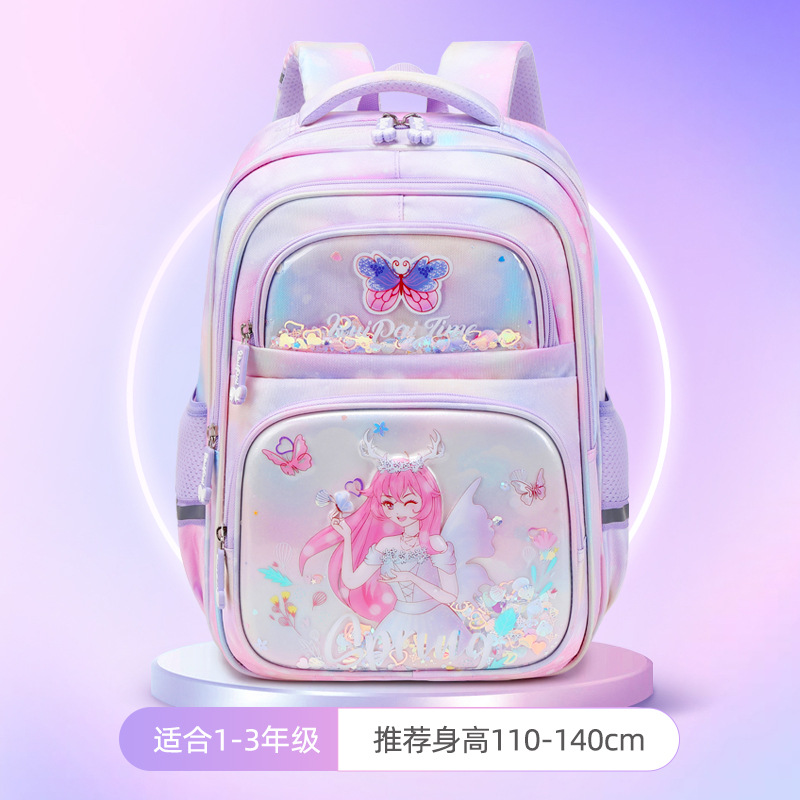 Mochila escolar para niñas de 1º a 2º grado, marca Rui, gran capacidad, reduce el peso, diseño de dibujos animados, para niñas de primaria, modelo nuevo 2025, ligera.