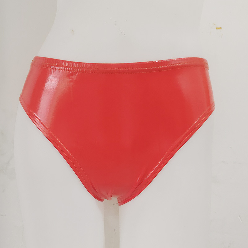 Brillante triángulo pequeño interior europeo y americano transfronterizo ropa de goma de imitación sexy vaina espejo brillante charol cintura alta ropa interior de las mujeres