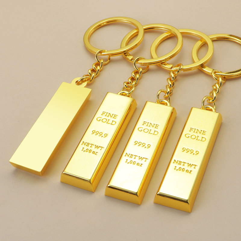 创意迷你金条钥匙扣仿真金砖钥匙扣珠宝行活动小礼品可定制LOGO