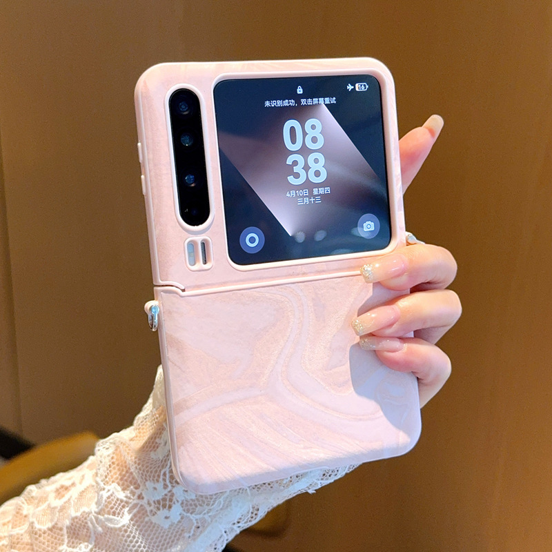 For Huawei PuraX Phone Case Alpha Pattern Leather Purax Collapsed Edition Bag Middle Axis Protective Case Pearl Chain
