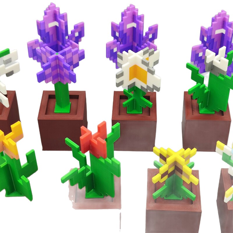 私の世界の植物 3D プリントモデル物理的な家の装飾品青い花美しい耳草モデルモザイク装飾品|undefined