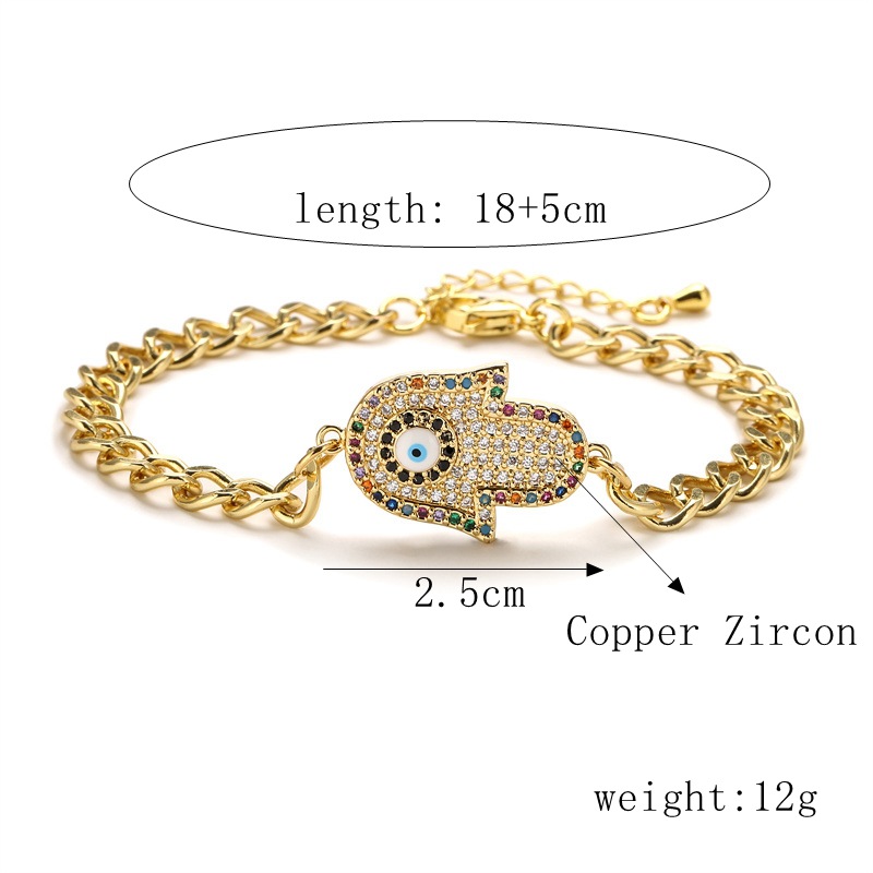 Fashion Palm Copper Bracelets Plating Zircon Copper Bracelets
