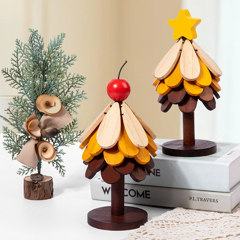 Alta sensación de árbol de Navidad almohadilla de aislamiento térmico decoración de mesa creativa un árbol de madera sólida antifalpa plegable almohadilla de tazas y platos