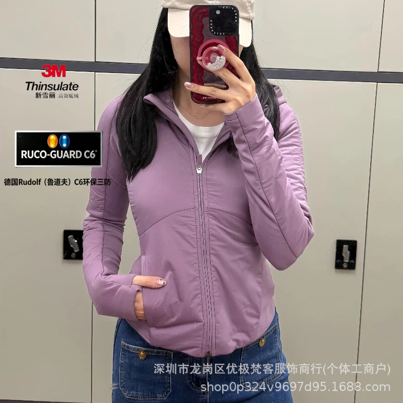 3M Thinsulate cotton jacket qsqs lulu running sports lightweight cotton coat, warm and slimming cotton outerwear jacket, autumn 26