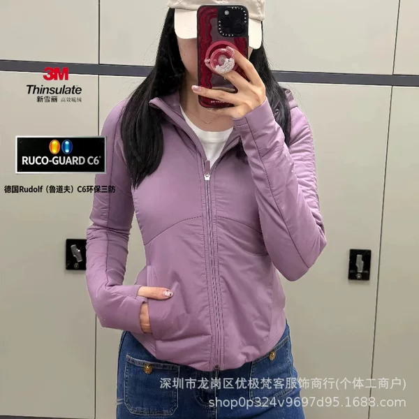 3M Thinsulate cotton jacket qsqs lulu running sports lightweight cotton coat, warm and slimming cotton outerwear jacket, autumn 26