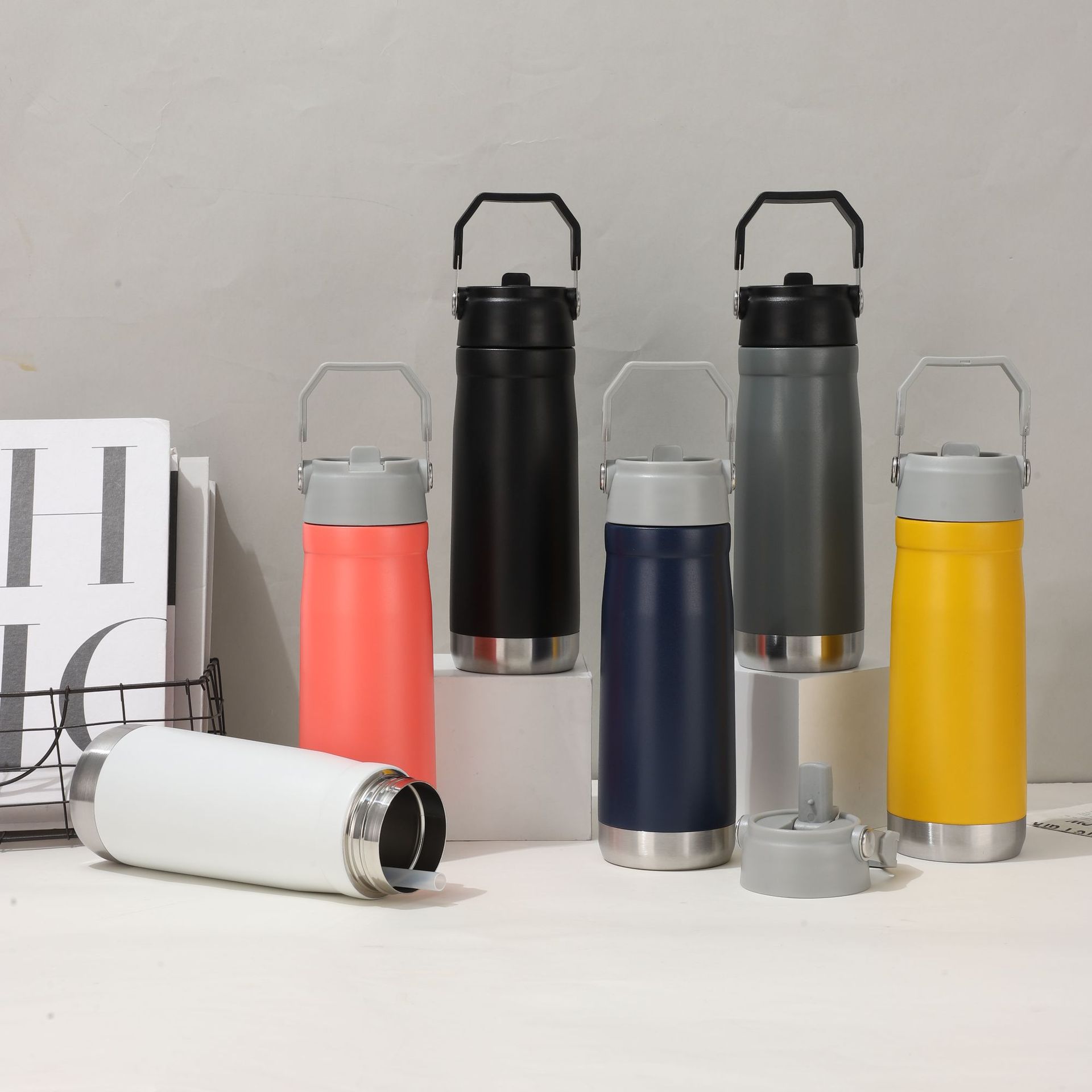 新款304不锈钢手提保温杯便携车载运动水杯手提吸管杯保冷冰霸杯