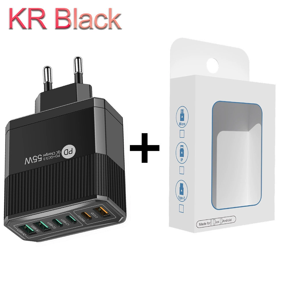 Зарядное устройство для мобильного телефона 3PD+3USB, быстрая зарядка для путешествий, зарядный блок PD55W QC3.0+PD25W