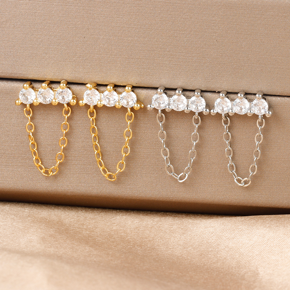 10g Weight Copper Ear Needle Material Zircon Inlay Material Charm Sleeper Hoop Earrings, Drop Earrings Classification 1 Pair Quantity Daily Occasion Copper Material Geometric Pattern Women's Gender Plating Design IG Style Style 1 Pair IG Style Geometric Plating Copper Zircon Drop Earrings 6