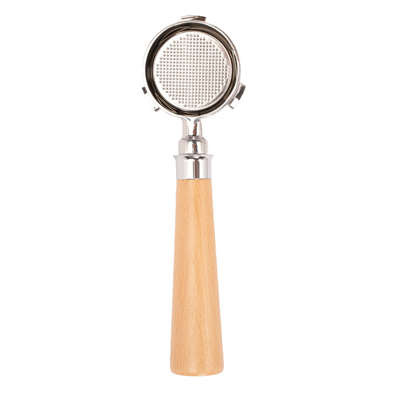 Mango de 51mm adecuado para la máquina de café DeLong de tres orejas mango de madera maciza sin fondo 304 accesorios de extracción de café de acero inoxidable