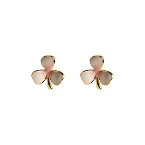 S925 sterling silver gold-plated glaze flower flower stud earrings for women, simple, sweet and versatile small fresh earrings and earrings